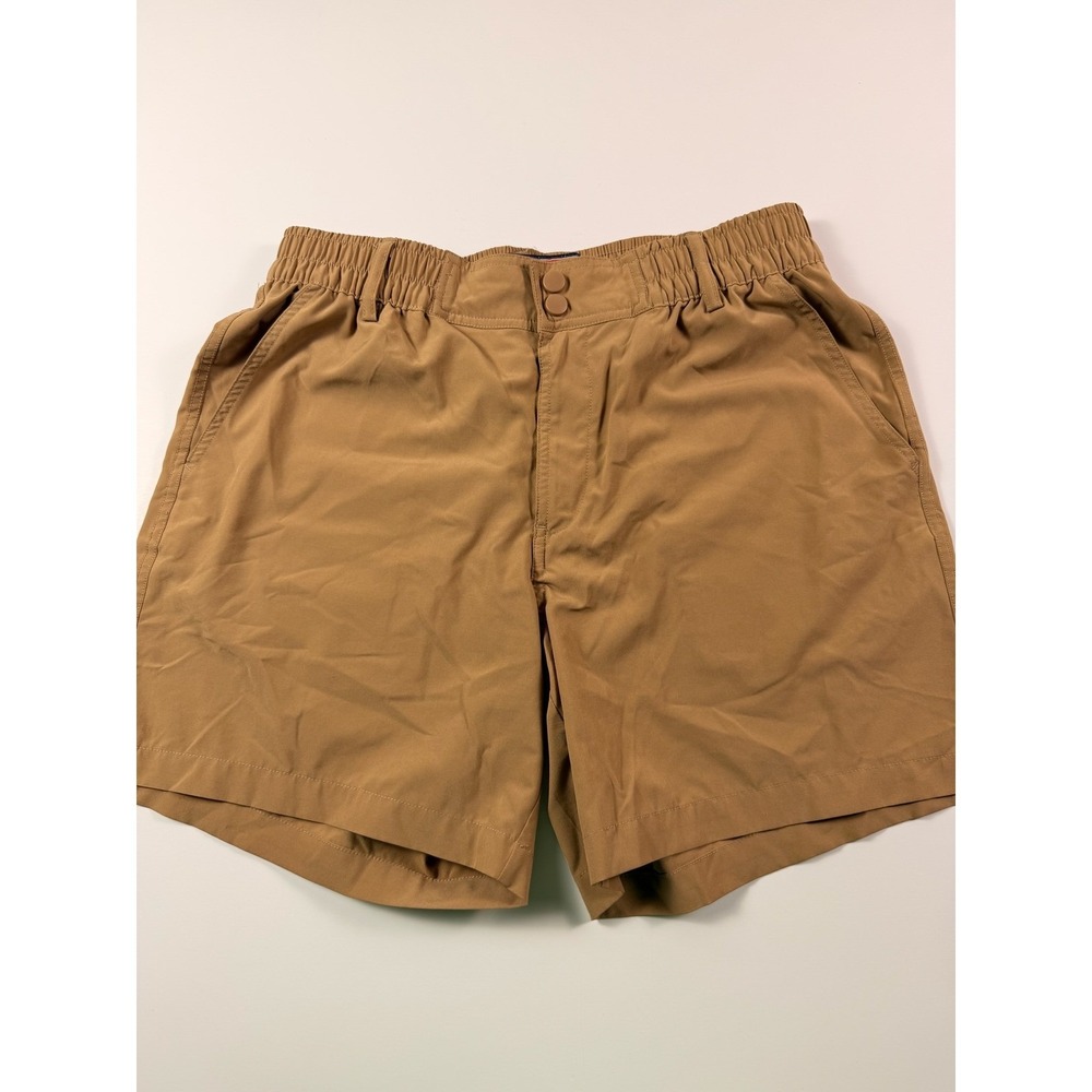 Burlebo Performance Everyday Shorts Mens Sm Khaki Tan Elastic Waist Quick Dry